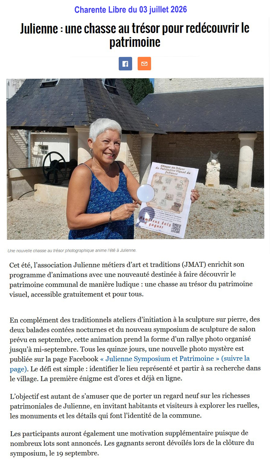 Julienne : une chasse au trésor pour redécouvrir le patrimoine